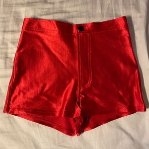 Red Disco High Waist Cheeky Shorts